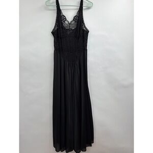 Intimate Attitudes Black Lace Maxi Nightgown Vintage‎ 1X Whimsigoth Dark Fairy